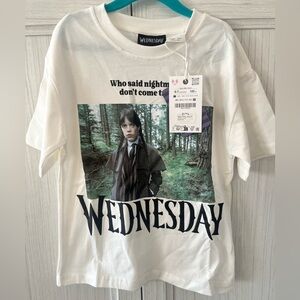 Zara White Wednesday Graphic T-Shirt